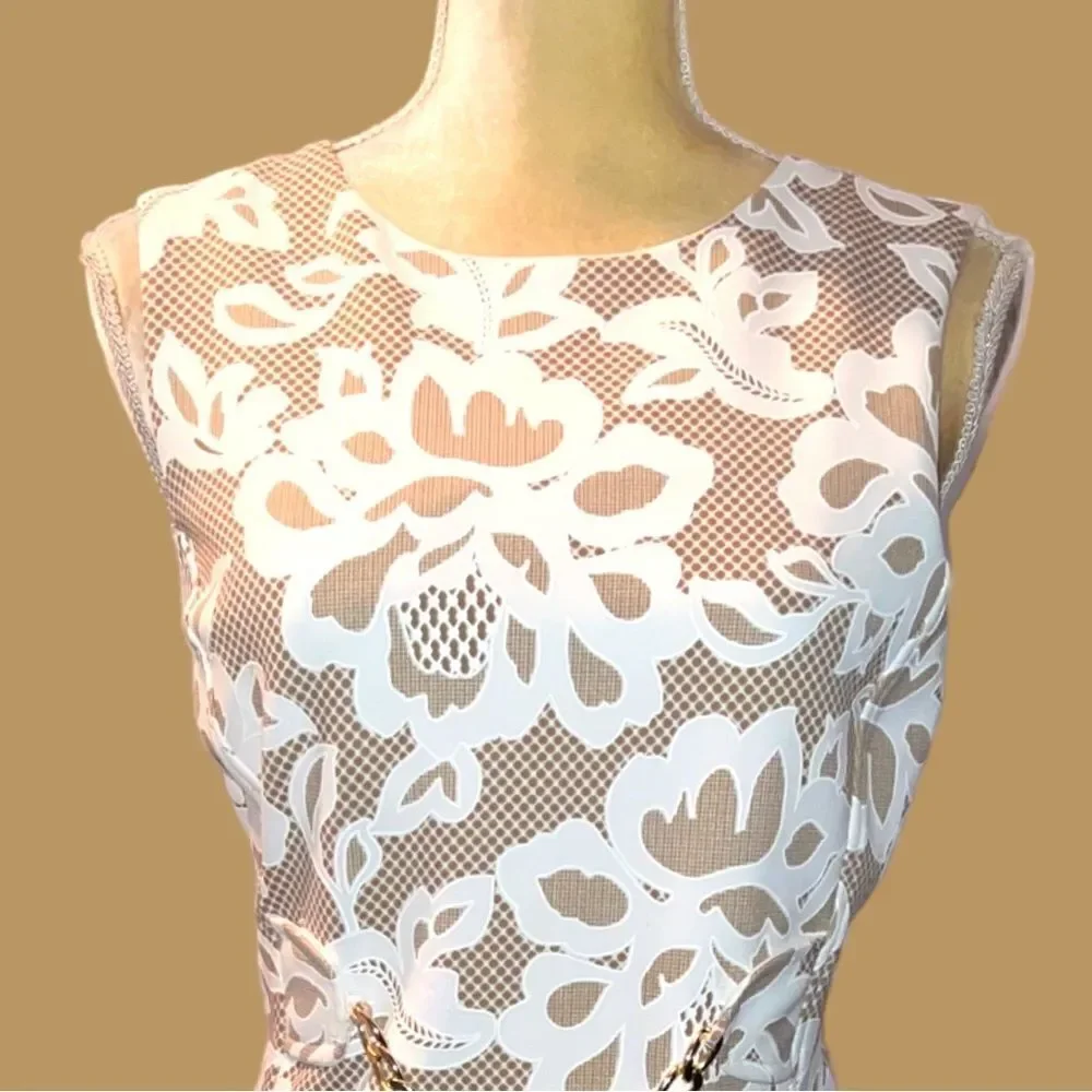 Enfocus brand beige dress with cream lace design overlay! New - Picture 6 of 12